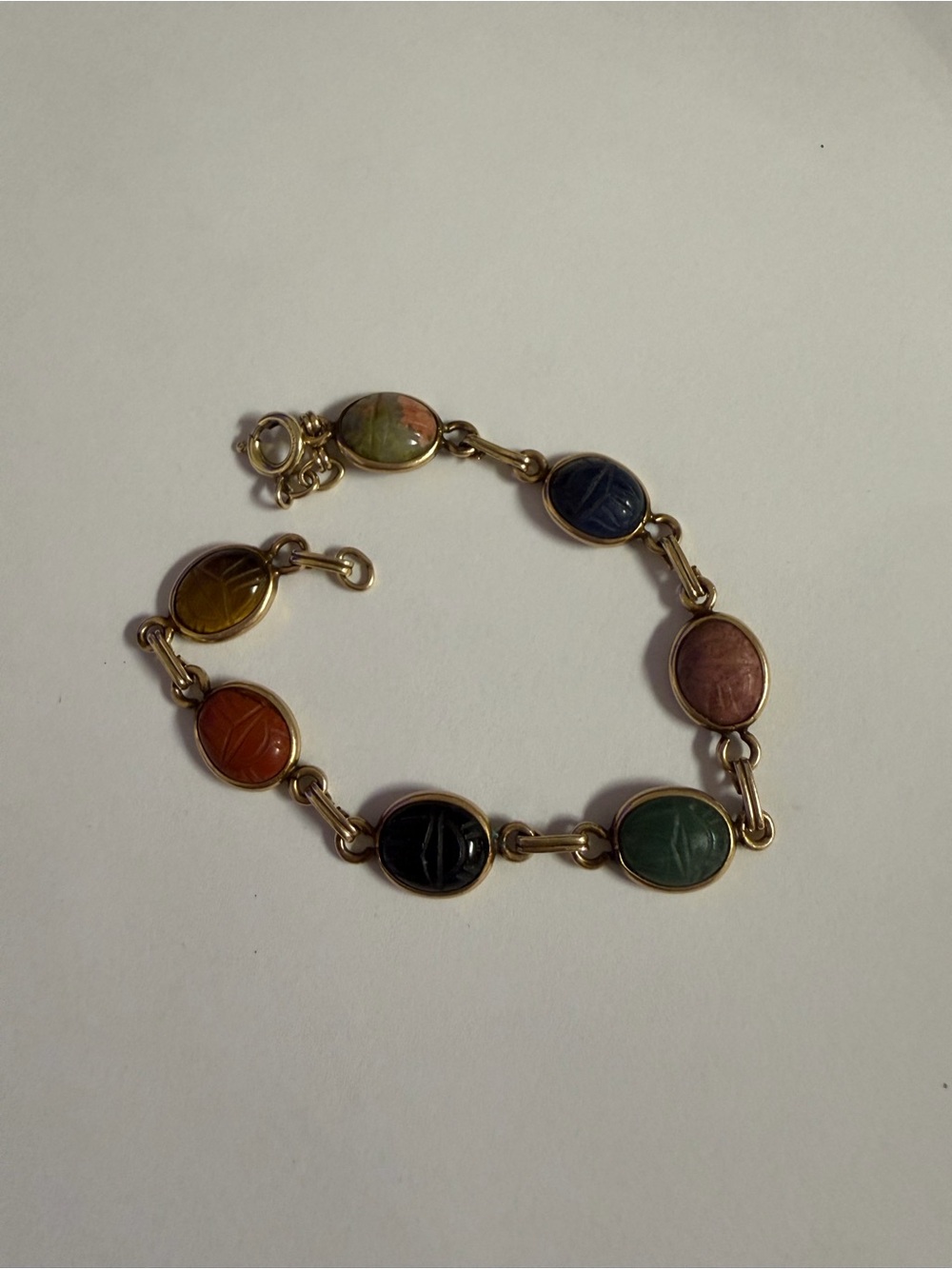 Multicolor 14kt gold filled Scarab Link Bracelet - Gold filled 7”
